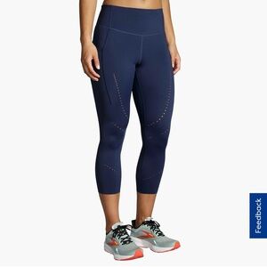 Brooks Running Method 3/4 Crop Tight Navy Lightweight Capri Stretch Women’s XXL